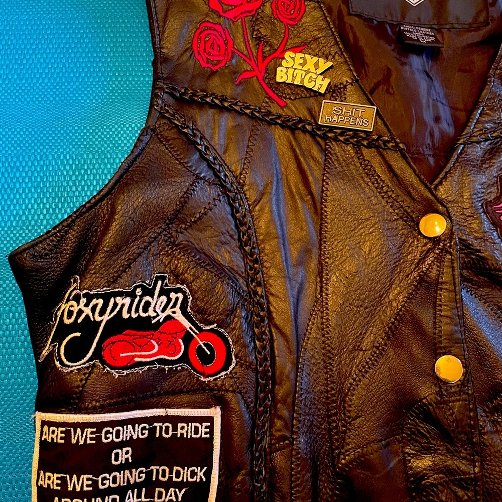 Womens Diamond Plate Buffalo Leather (Motorcycle Riding Jacket/Vest)